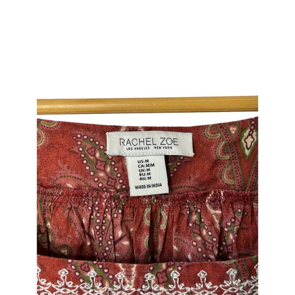 RACHEL ZOE Boho Floral Embroidered Short Sleeve Top Women's Medium Loose Fit - Picture 4 of 8